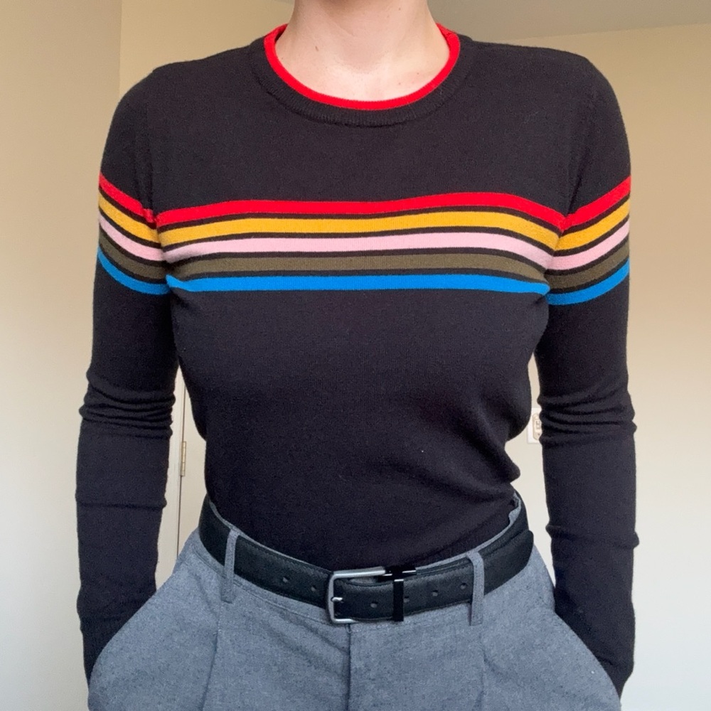 Forever 21 Vintage-Inspired Rainbow Striped Pullover Sweater - L - Picture 7 of 8
